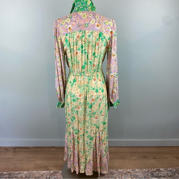 NWOT Stunning Loft Godet Pastel Floral Maxi Shirt Dress Cottagecore Romantic Sm. - Picture 7 of 12